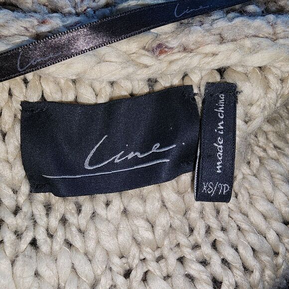 Line Beige Brown Color Block Wool Blend Cardigan Sweater Size XS - Picture 8 of 8